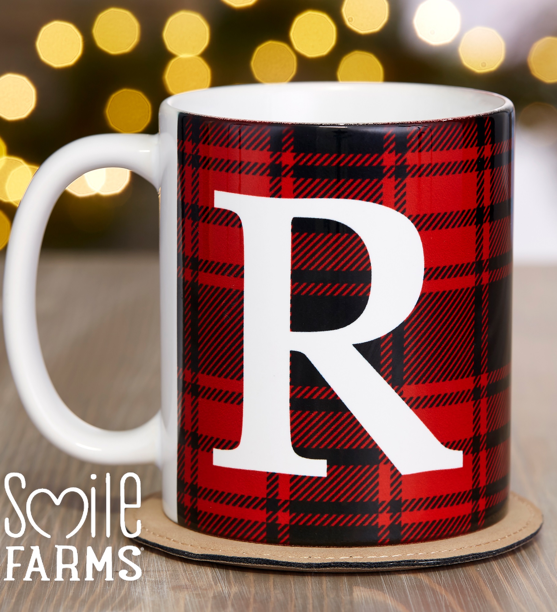 Smile Farms - Christmas Plaid Personalized Coffee Mugs